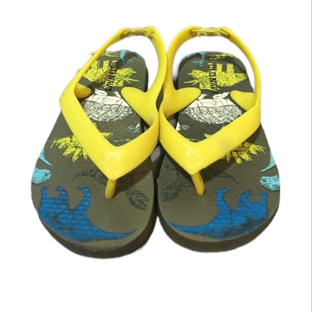 Old Navy Dino Sandals, Gray, Yellow, Kids Size 6